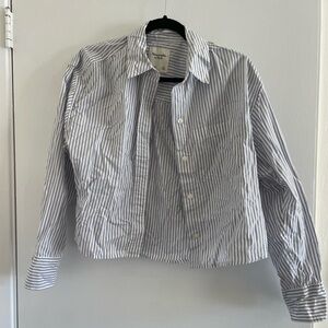 Abercrombie blue stripped cropped blouse
